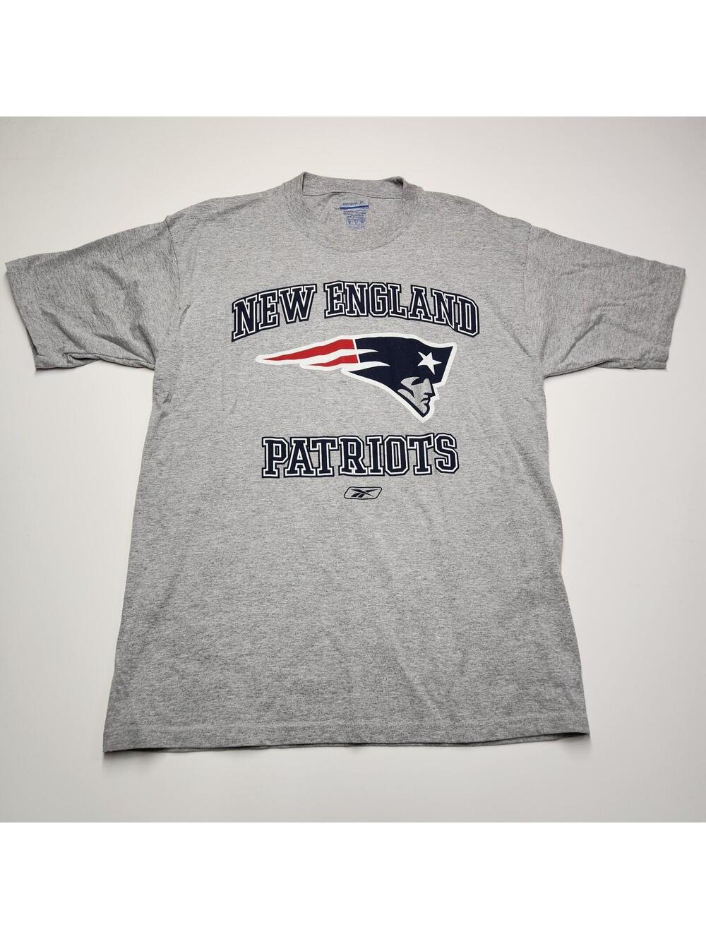 Reebok New England Patriots T Shirt Mens Medium Gray NFL Football Logo Tee
